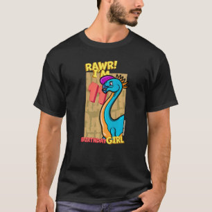 Rawr I'm 11 Birthday Girls 11th Birthday Dino Caud T-Shirt