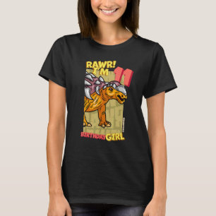 Rawr I'm 11 Birthday Girls 11th Birthday Dino Edm T-Shirt