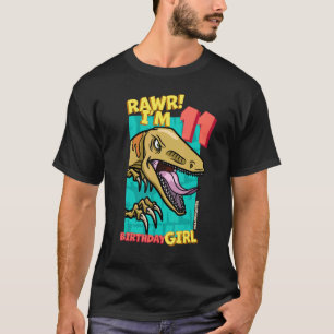 Rawr I'm 11 Birthday Girls 11th Birthday Dino Velo T-Shirt