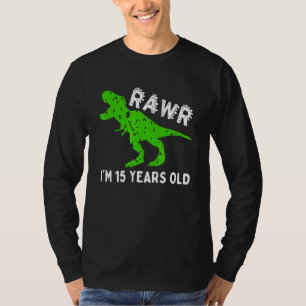 Rawr I'm 15 Years Old Dinosaur Vintage 15th Birthd T-Shirt