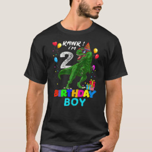 Rawr I'm 2 2nd Birthday Rex Dinosaur Party For Bo T-Shirt
