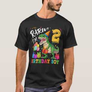 Rawr I'm 2 Birthday Boy Dinosaur T Rex 2Nd Birthda T-Shirt