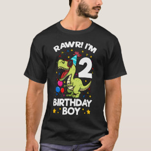 Rawr I'M 2 Birthday Boy Dinosaur T-Rex Themed 2Nd T-Shirt