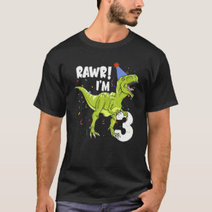 Rawr I'm 3 Birthday Rex Dinosaur Party for Boys T-Shirt