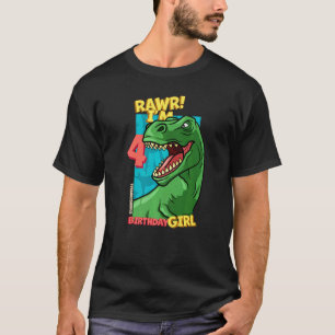 Rawr I'm 4 Birthday Girls 4th Birthday Dino Tyrann T-Shirt