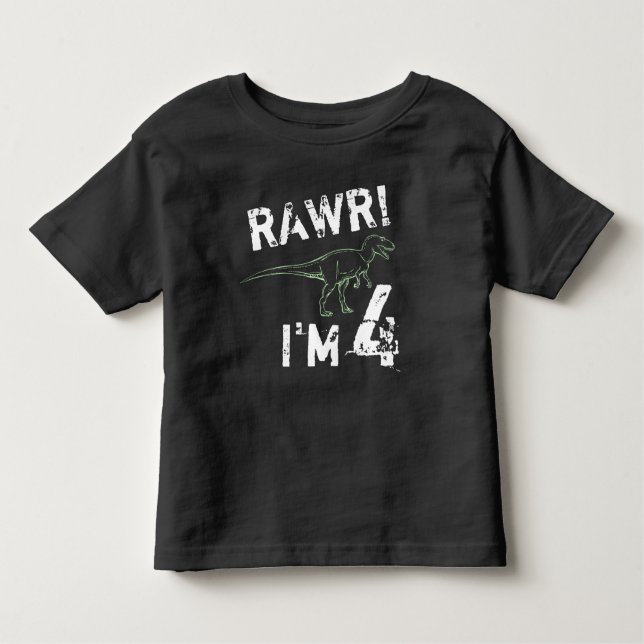 RAWR! I'm 4 - Dinosaur Birthday Shirt for Boys (Front)