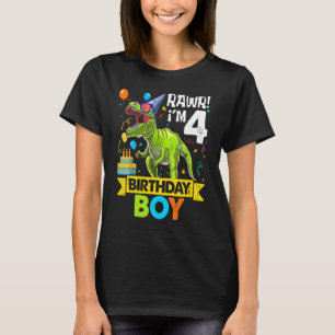 Rawr I'm 4th Birthday Boy Dinosaur rex 4 Years Old T-Shirt