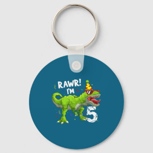 Rawr I'm 5 5th Birthday T Rex Dinosaur Funny Party Key Ring