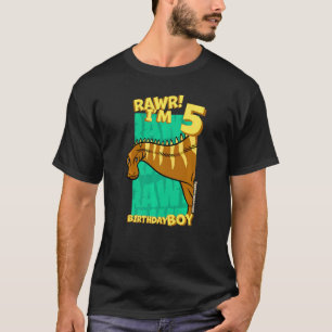 Rawr I'm 5 Birthday Boys 5th Birthday Dino Rebbach T-Shirt
