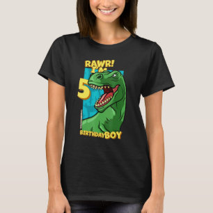 Rawr I'm 5 Birthday Boys 5th Birthday Dino Tyrann T-Shirt