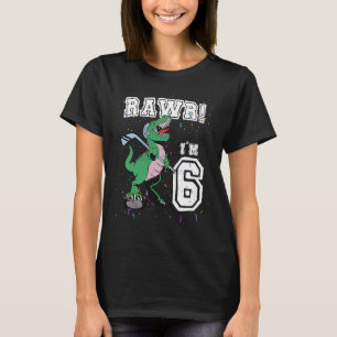 Rawr I'm 6 6th Birthday Party Rex Dinosaur Hockey  T-Shirt
