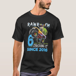 Rawr I'm 6 Monster Truck Dinosaur 6th Birthday Par T-Shirt