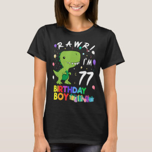 Rawr I'm 77 Cute Dinosaur Birthday T-Shirt