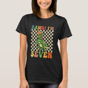 Rawr I'm 7 7th Birthday T Rex Dinosaur Party Gifts T-Shirt