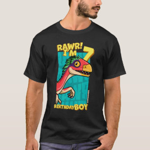 Rawr I'm 7 Birthday Boys 7th Birthday Dino Deinon T-Shirt