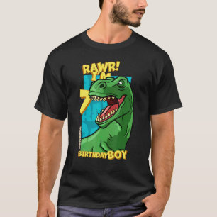 Rawr I'm 7 Birthday Boys 7th Birthday Dino Tyrann T-Shirt