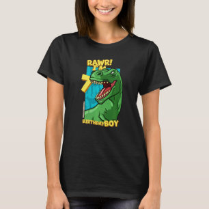 Rawr I'm 7 Birthday Boys 7th Birthday Dino Tyranno T-Shirt