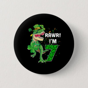 Rawr I'm 7 Birthday Years Old 2015 T Rex Dinosaur 6 Cm Round Badge
