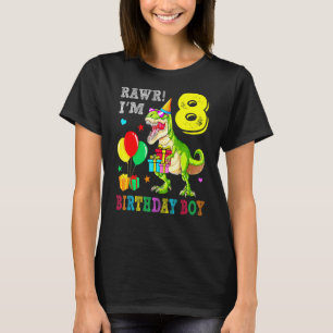 Rawr Im 8 Birthday Boy Dinosaur Birthday Party T-Shirt