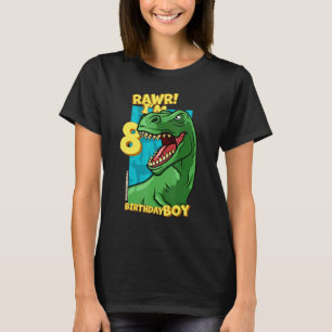Rawr I'm 8 Birthday Boys 8th Birthday Dino Tyrann T-Shirt
