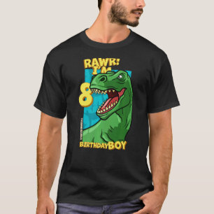 Rawr I'm 8 Birthday Boys 8th Birthday Dino Tyranno T-Shirt