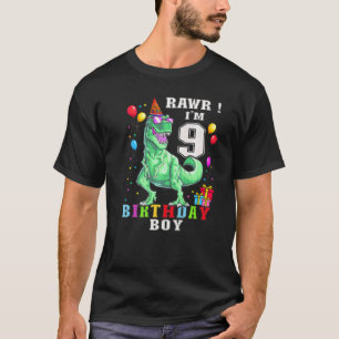 Rawr I'm 9 9th Birthday Rex Dinosaur Party For Bo T-Shirt