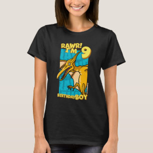 Rawr I'm 9 Birthday Boys 9th Birthday Dino Pteroda T-Shirt