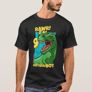 Rawr I'm 9 Birthday Boys 9th Birthday Dino Tyrann T-Shirt