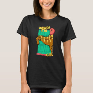 Rawr I'm 9 Birthday Girls 9th Birthday Dino Rebbac T-Shirt