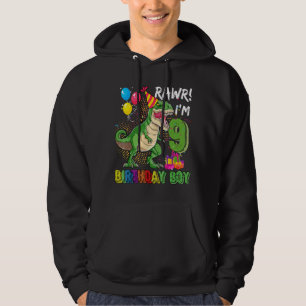 Rawr Im 9 Dinosaur Birthday Boy 9 Year Old 9th Bir Hoodie