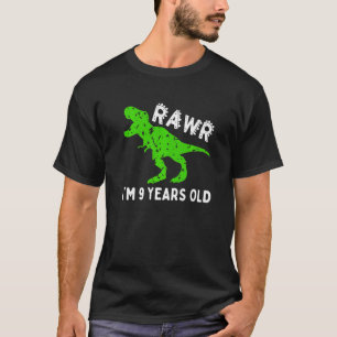 Rawr I'm 9 Years Old Dinosaur Vintage 9th Birthday T-Shirt