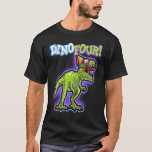 Rawr I'm a Dinofour Rex Dinosaur 4th Birthday Part T-Shirt