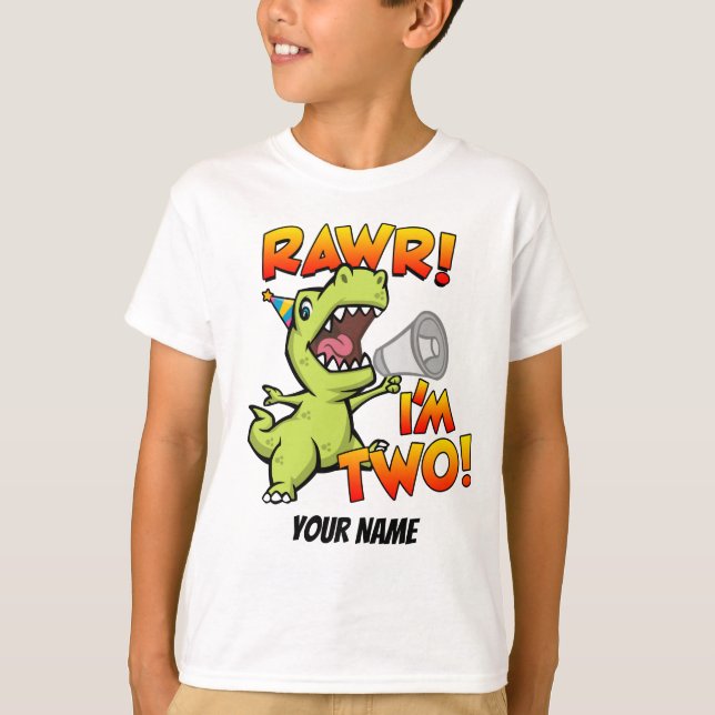 Rawr I'm Two Dinosaur T-Shirt (Front)