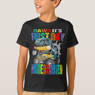 Rawr It's First Day Of Kindergarten Monster Truck T-Shirt