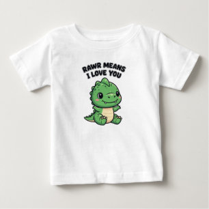 Rawr Means I Love You Cute Dinosaur Cartoon Desi Baby T-Shirt