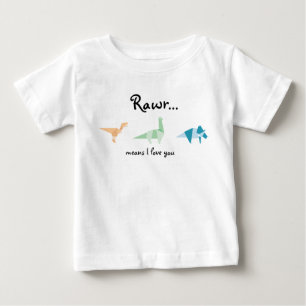 Rawr Means I Love You Dinosaur Green Blue Orange Baby T-Shirt