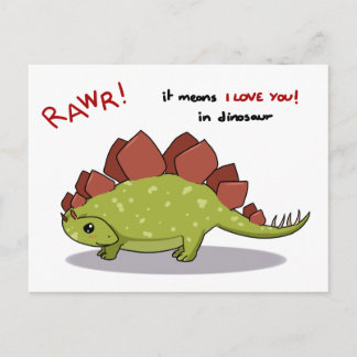 Rawr Means I love you in dinosaur Stegosaurus Postcard