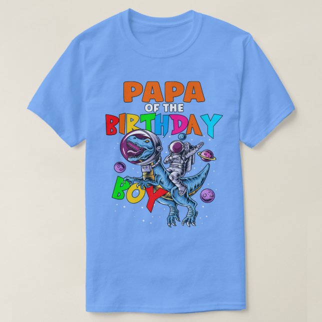 Rawr Papa Of The Birthday Boy Astronaut Riding Din T-Shirt (Design Front)
