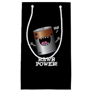 Rawr Power Funny Battery Pun Dark BG Small Gift Bag