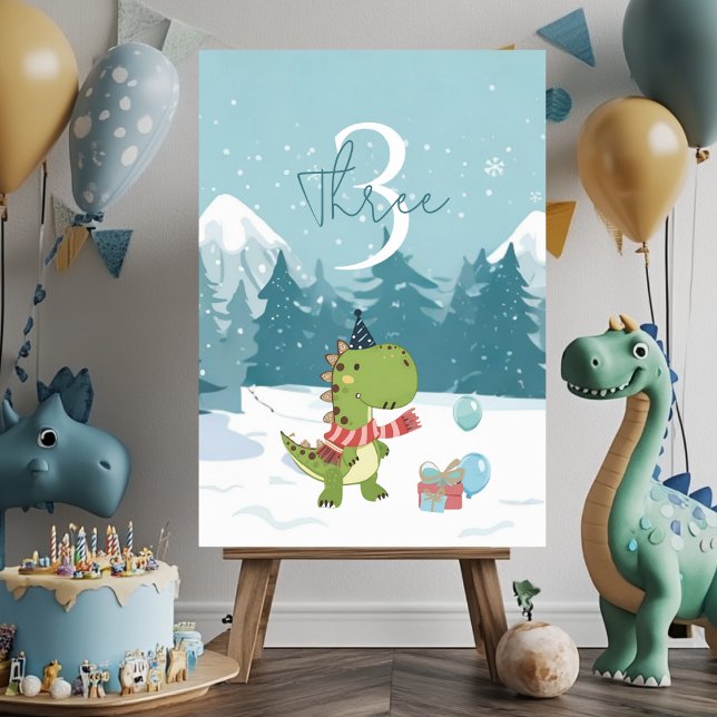 RAWR-Some Dinosaur Winter Birthday Table Number (Creator Uploaded)