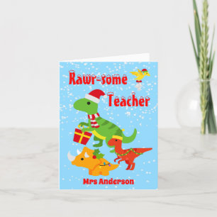 Rawr-some Teacher Dinosaur Kids Thank You Card