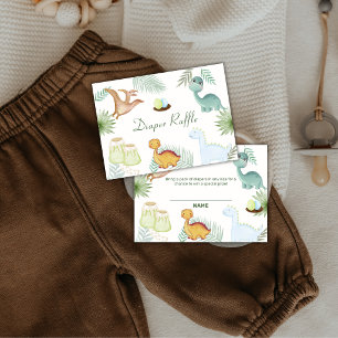 Rawr Volcano Dinosaur Diaper Raffle Baby Shower Enclosure Card