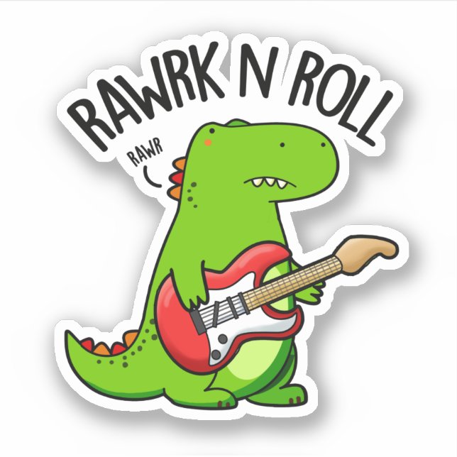 Rawrk And Roll Funny Rocker Dinosaur Pun  (Front)