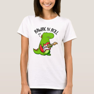 Rawrk And Roll Funny Rocker Dinosaur Pun T-Shirt