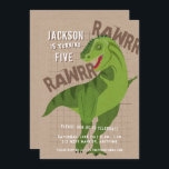RAWRR Dinosaur T-REX Kids Neutral Birthday Party Invitation<br><div class="desc">This fun kids birthday party invitation features a T-Rex dinosaur illustration with a neutral kraft background and casual, distressed fonts. It's a great choice for any child's birthday party. See the collection below for more coordinating items! TIP: Customise it further by adding a photo and/or text to the back of...</div>