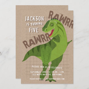 RAWRR Dinosaur T-REX Kids Neutral Birthday Party Invitation