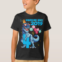 Rawrsome Since 2019 4th Birthday Dinosaur T Rex Gi