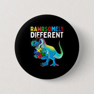 Rawrsomely Different Dinosaur Autism Awareness Puz 6 Cm Round Badge