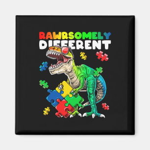 Rawrsomely Different Dinosaur Autism Awareness Puz Magnet