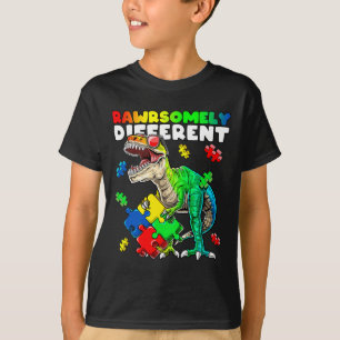 Rawrsomely Different Dinosaur Autism Awareness Puz T-Shirt